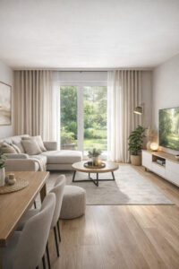 Helles, modernes Wohnzimmer (Visualisierung)