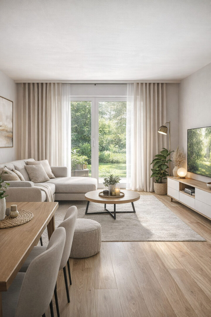 Helles, modernes Wohnzimmer (Visualisierung)