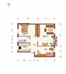 Grundriß 3 Zimmer